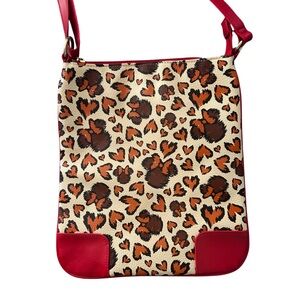 Disney Leopard Print Crossbody Bag with Red Accents 10x11